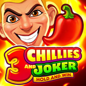 3 Chillies and Joker pokie artwork, a grinning joker face with a red chilli