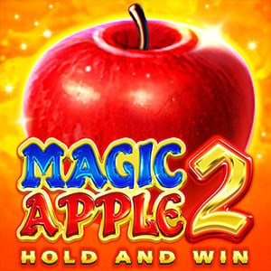 Magic Apple 2 pokie artwork, a large red apple on a golden burst